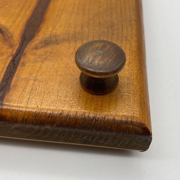 Vintage wooden tile trivet pot holder Large 8.5" wood surround dining Thanksgivi - Picture 6 of 6